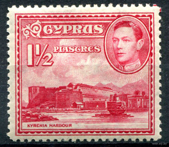 Британские колонии - Кипр - 1938/51г. - ландшафты, архитектура, король Георг VI, 1 1/2 Pia - 1 марка - MH [Mi 141]. #4-B6-112-A-2