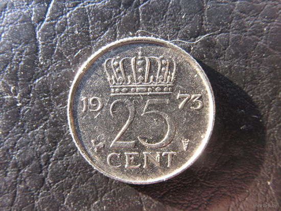 Нидерланды.25 центов.1973. С 20 копеек. Распродажа коллекции. Смотрите другие лоты.