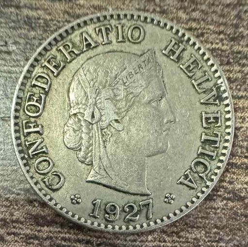 Монета Швейцария 5 раппенов 1927 год. Богиня Либертас