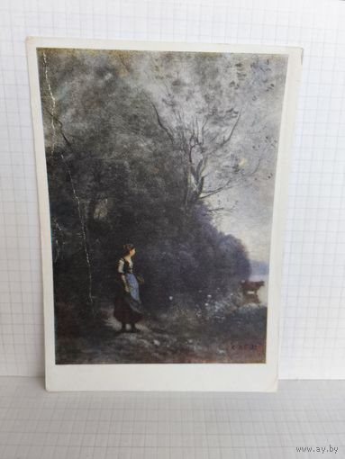 Открытка, 1958г. Государственный Эрмитаж. Коро. Пейзаж с коровой. 14