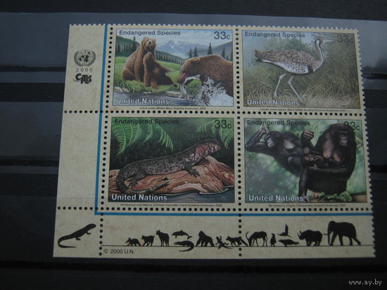 Марки - США, 2000 - фауна, медведи, обезьяны, птицы, слоны, носороги, пингвины, крокодилы и др