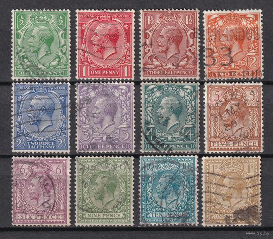 6.Br. Великобритания. Георг V. Стандарт. 1924 - 1928 гг.  Mi.##154x-165x. Полная серия.