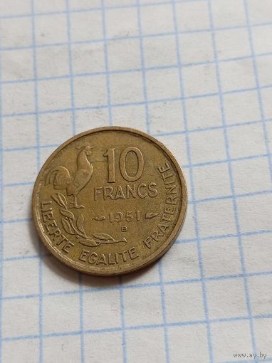 10 франков 1951 года
