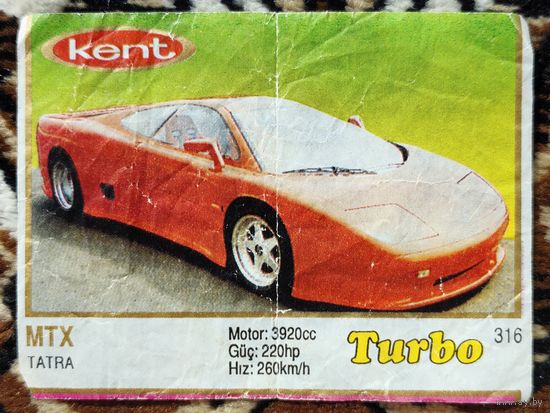 Вкладыш Turbo (Турбо) 5 серия (261-330, Yellow, золотая толстая рамка), номер 316, MTX Tatra. Возможен небольшой торг.