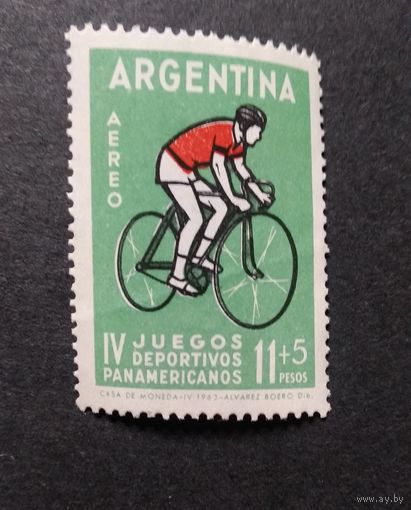 АРГЕНТИНА\172с\  1963. спорт. Велосипед. Авиапочта