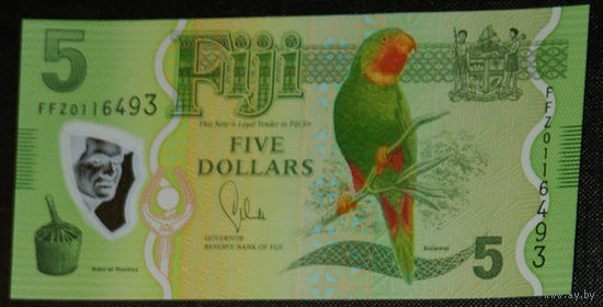 Фиджи 5 долларов ND (2012) UNC пластик полимер