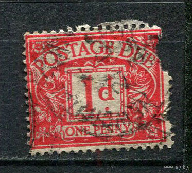 Великобритания - 1937/1938 - Цифры 1Р. Portomarken - (с повреждением) - [Mi.27p] - 1 марка. Гашеная.  (Лот 45Fe)-T25P13