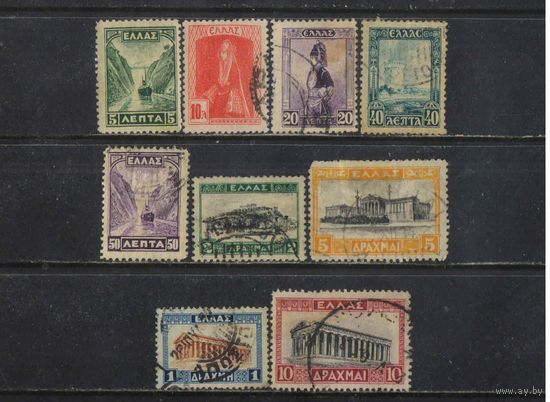 Греция Респ 1927 Видовая серия Стандарт #304-6,308-9,312,314,311II,315II