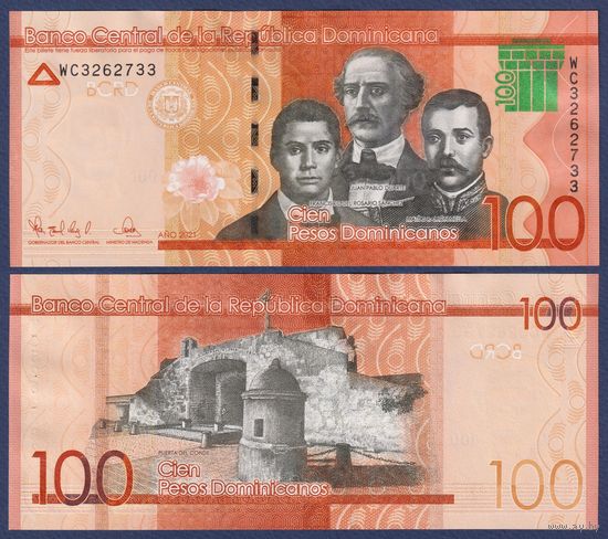 Доминикана, 100 песо 2021 г., P-190, UNC