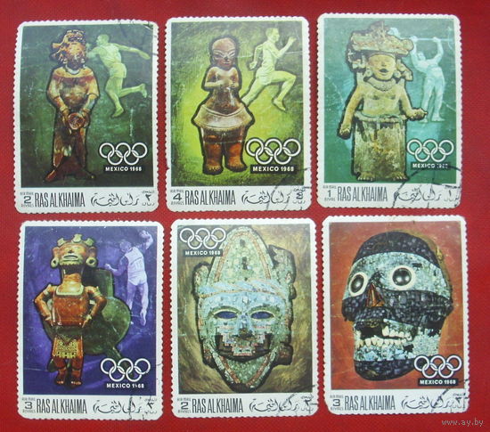 ОАЭ. Рас эль Хайма. Олимпийские игры. Мексика. ( 6 марок ) 1968 года. 9-5.