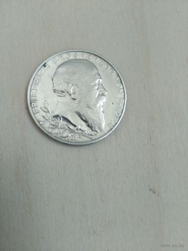 Германия 2 марки Баден 1902г.