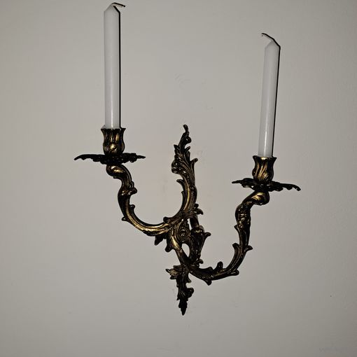Антикварные настенные подсвечники. Бронза, позолота. Франция.