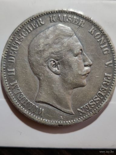 Германия, 5 марок 1902. Пруссия. Серебро.