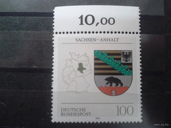 Германия 1994 герб Саксонии-Анхальт** Михель-1,7 евро