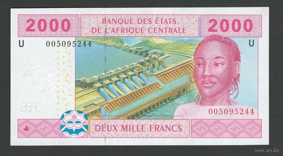 Центральноафриканские штаты Камерун 2000 франков 2002 года. Тип P-208Ua. Состояние UNC