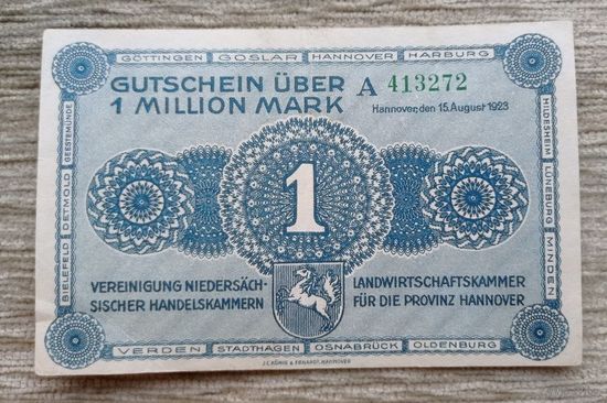 Werty71 Германия 1 миллион марок 1923 Ганновер Hannover банкнота Гроссгельд