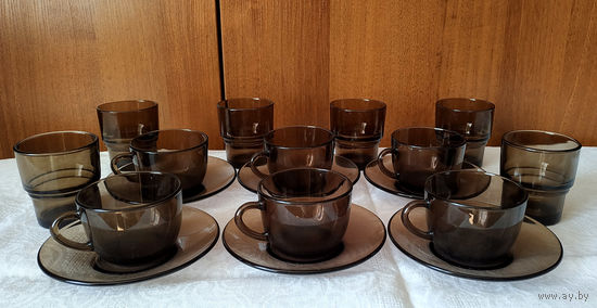 Чашки, блюдца, стаканы, VERECO, FRANCE (комплект)
