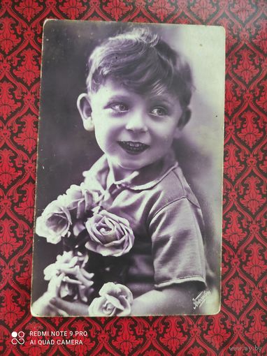 Открытка. Вильно 1946 год мальчик портрет цветы письмо текст