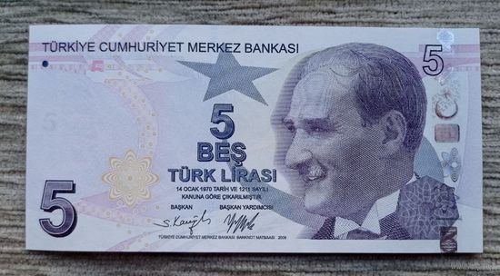 Werty71 Турция 5 турецких лир 2009 (2022)  UNC банкнота  Мустафа Ататюрк  Айдын Сайылы