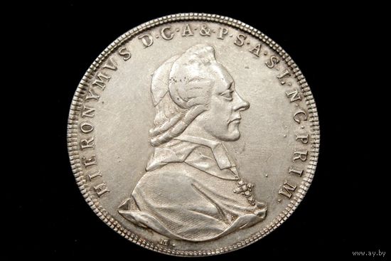 Талер 1785 г. Зальцбург (Австрия), Иеронимус фон Коллоред. Кабинетная патина, пореже!