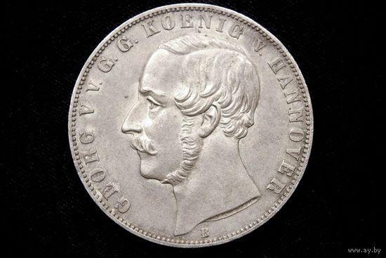 2 талера 1866 г. Ганновер (Германия), Георг V. Кабинетная патина, сохран!