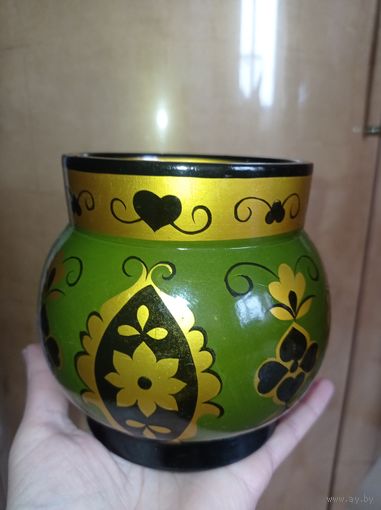 Деревянная вазочка, кубышка, хохлома СССР. Боченок ссср