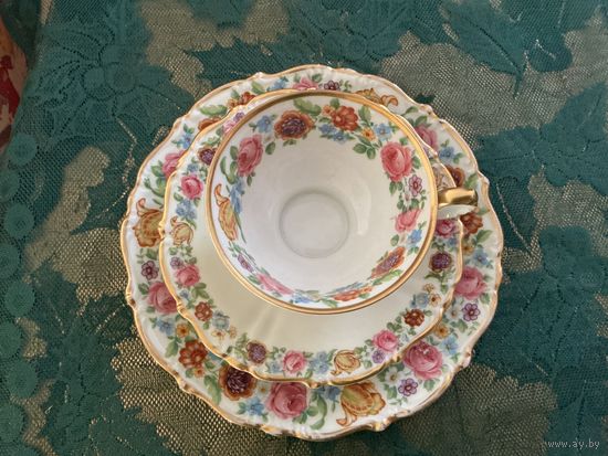 Чайная тройка Цветы Германия винтаж