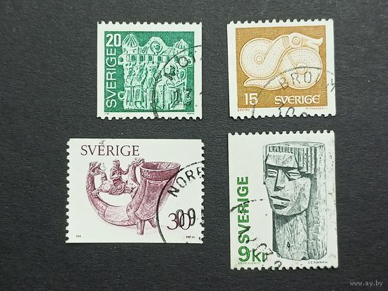 Швеция 1976. Бронзовая застежка, значок паломника, рог для питья, голова девушки