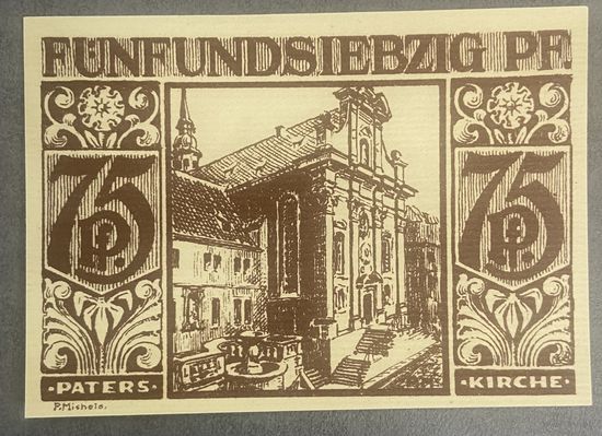 Нотгельд , 75 пфеннигов, Падерборн 1921 год. Веймарская республика