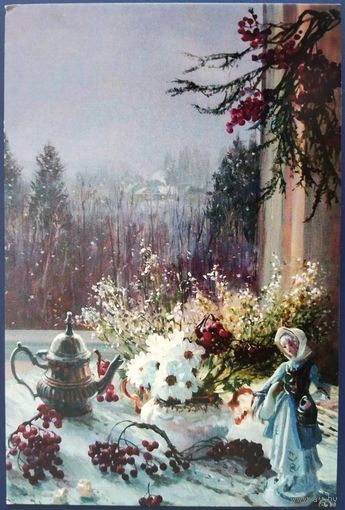 Натюрморт с падающим снегом. Худ.В.Жданов. Россия.