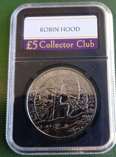 Великобритания 5 фунтов 2024. Мифы и легенды. Робин Гуд. В слабе