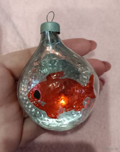 Ёлочные игрушки, стекло, рыбка в шаре, шар с рыбкой