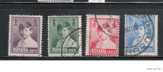 Румыния-1930, (Мих.356-359)  гаш.  ,Стандарт,  Король Михаил I, малый размер
