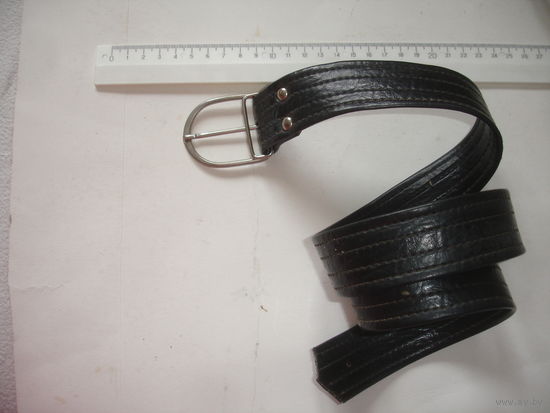 Ремень черный кожзам 80-е гг СССР ширина 3,5 см, дл. 86 см