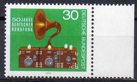 50 лет радиовещанию в Германии ФРГ 1973 год чистая серия из 1 марки