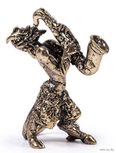 Статуэтка Чёртик Фавн с саксофоном Латунь