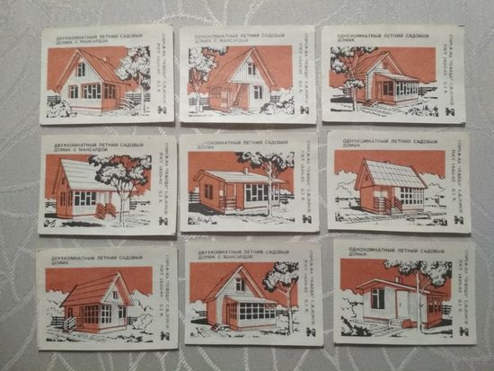 Спичечные этикетки ф.Победа. Летние садовые домики.1988 год