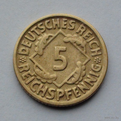 Германия 5 рейхспфеннигов, 1925 D