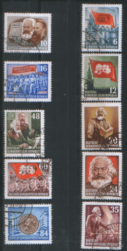 ГДР. М. 344/53. 1953. К. Маркс и Ф. Энгельс. гаш.