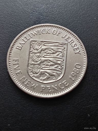 Джерси 5 новых пенсов 1980 г.