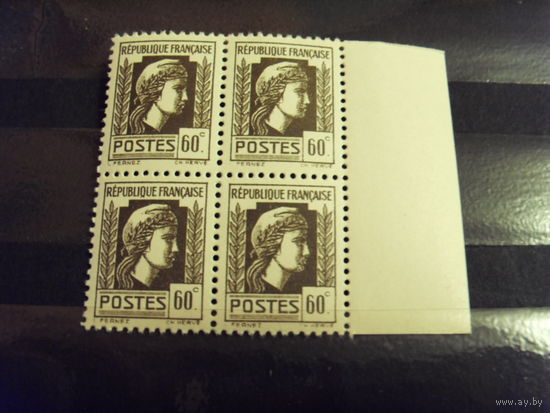 Распродажа дилерского лота 1944 квартблок Франции MNH** Марианна (5-10)