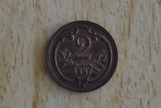 Австрия 2 геллера 1897 с 1 руб