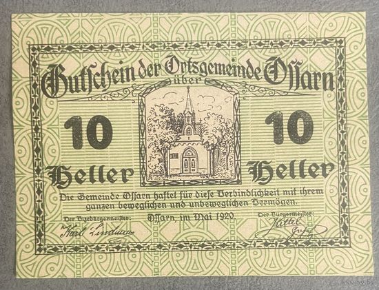 Нотгельд Австрия Оффарн, 10 геллеров 1920 год