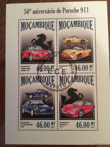 Мозамбик 2013. Автомобили Порше. Малый лист
