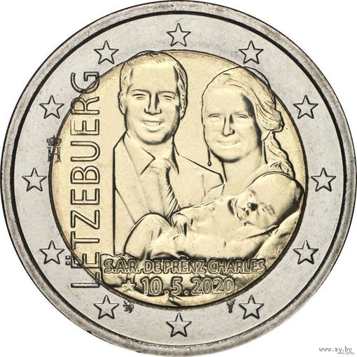 2 евро 2020 Люксембург Рождение принца Чарльза UNC из ролла