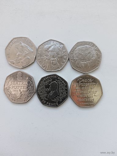 Юбилейные монеты Великобритании 2. Цена за одну.