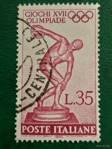 Италия 1960. Летняя олимпиада. Метатель диска. Марка из серии