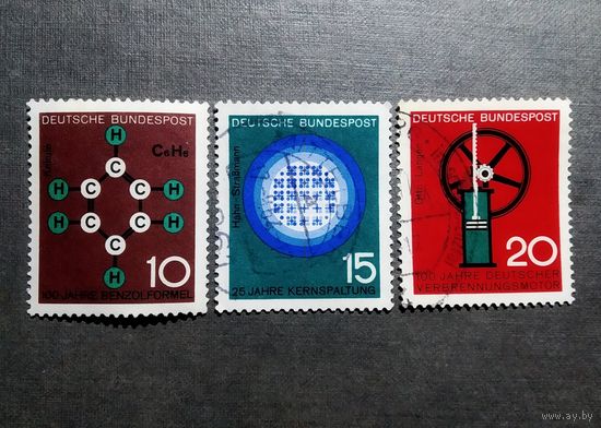 Марки Германия 1964 год Развитие науки Серия из 3-х марок