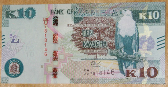 Замбия 10 квача 2022 UNC