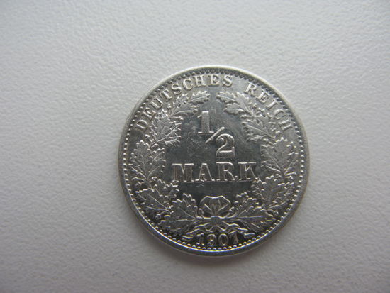 Германия 1 \ 2  марки 1907 А  ( отличное состояние )